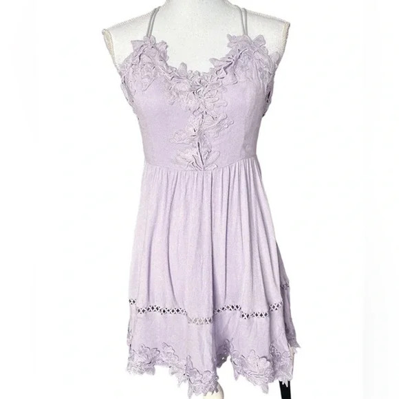 Sisters Of The Tribe Purple Lace Cami Mini Dress Size 12 - Picture 3 of 13